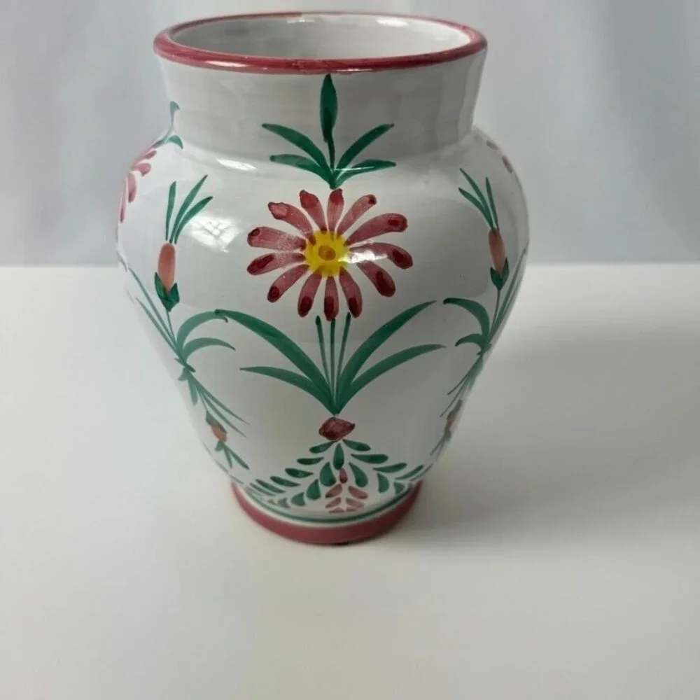 Ethan Allen Home Collection Floral Vase Made in Italy Cottage Farmhouse 8